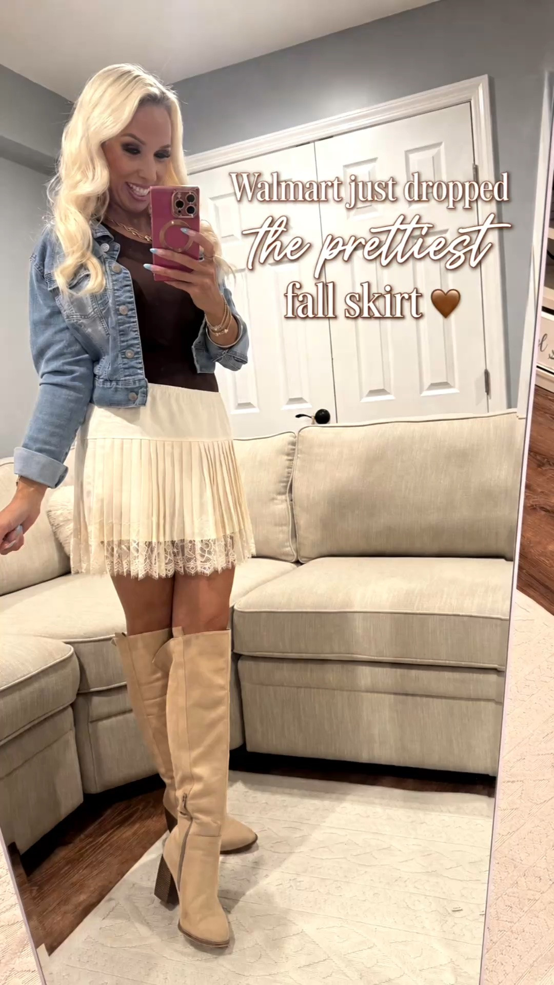 Walmart just dropped the prettiest fall skirt, and it looks so much more expensive than it is! 🤎🍂

This cream pleated lace-trim mini skirt is such a beautiful Walmart fall fashion find. I styled it with a chocolate-brown fitted top, a cropped denim jacket, and neutral knee high boots for the cutest transitional fall outfit. It would also look adorable with an oversized sweater, cardigan, or blazer as the weather gets cooler!

#LTKxWalmart #LTKgrwm #LTKootd