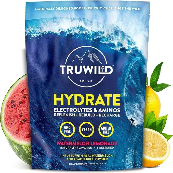 TRUWILD Hydrate Vegan Electrolyte + Amino Acid Drink Mix Powder – Clean Sugar-Free Post-Workout... | Amazon (US)