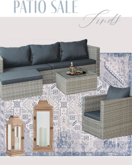 Shop early to get huge savings on your sprint patio furniture!! Patio couch with lounge chair and cute table , outdoor rug, outdoor lantern outdoor furniture 

#LTKhome #LTKFind #LTKSeasonal