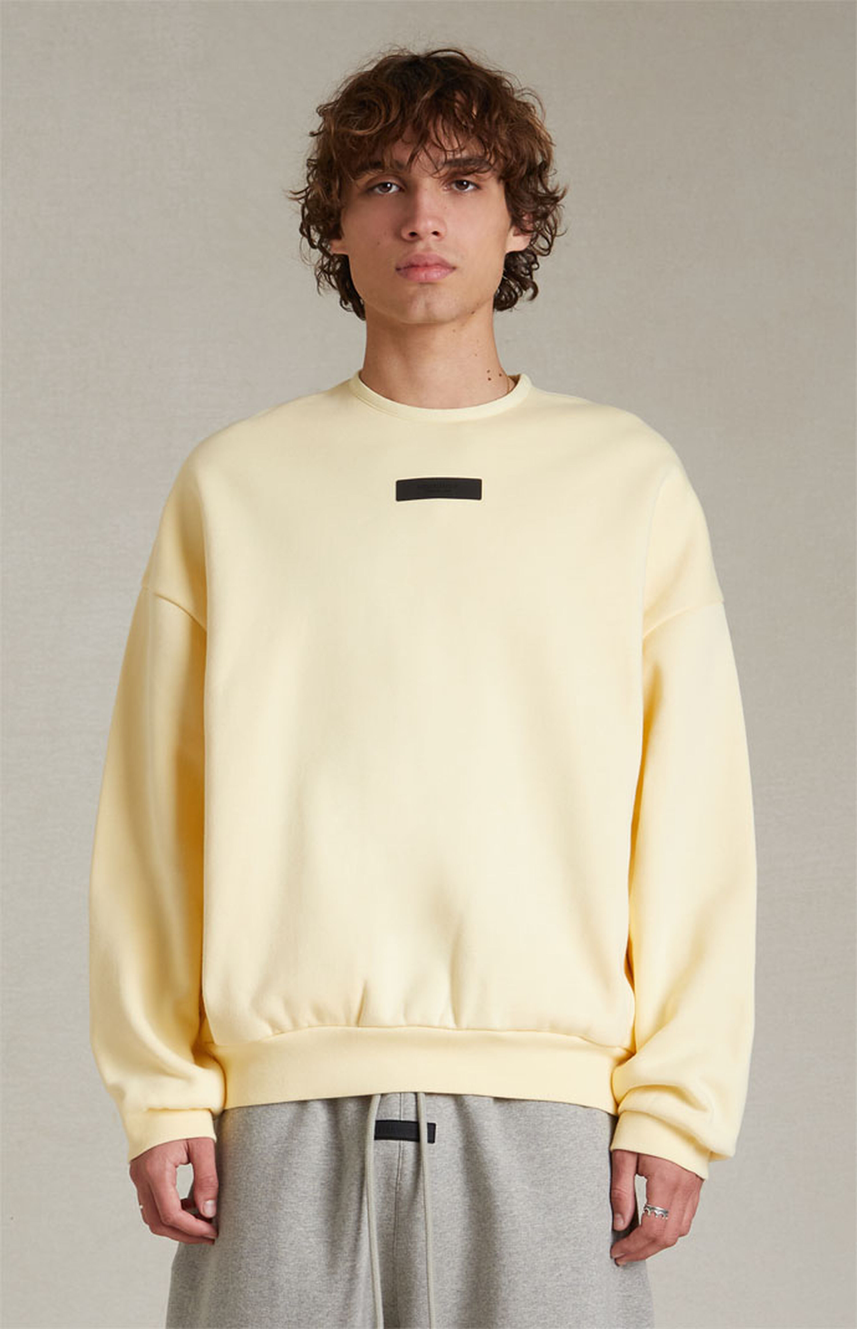 Fear of God Essentials Garden Yellow Crew Neck Sweatshirt | PacSun