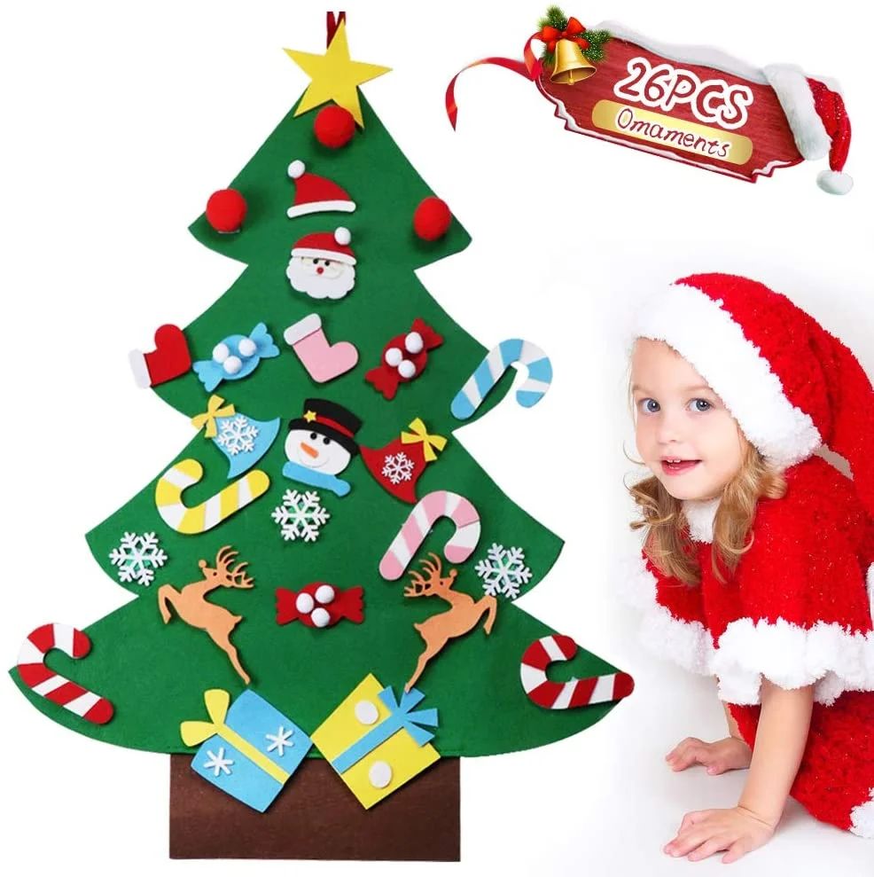 26PCS Felt Christmas Tree Set - 3D Kids DIY Felt Craft Kits with Christmas Tree Ornaments, Kids P... | Walmart (US)