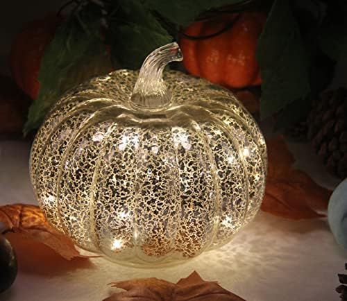 Mercury Glass Pumpkin Light with Timer, with 10 Fairy Lights Inside, Battery Operated Led Pumpkin La | Amazon (US)
