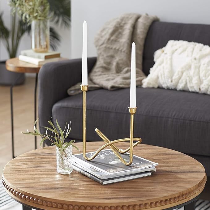 CosmoLiving by Cosmopolitan Metal Solid Candelabra, 10" x 6" x 11", Gold | Amazon (US)