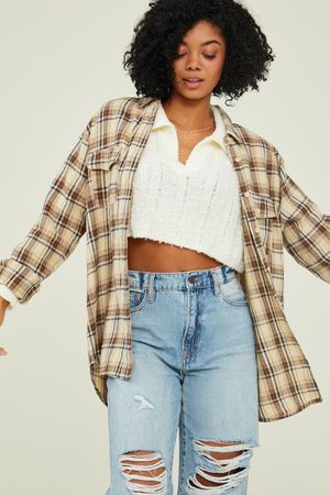 Presley Plaid Button Down Top | Altar'd State