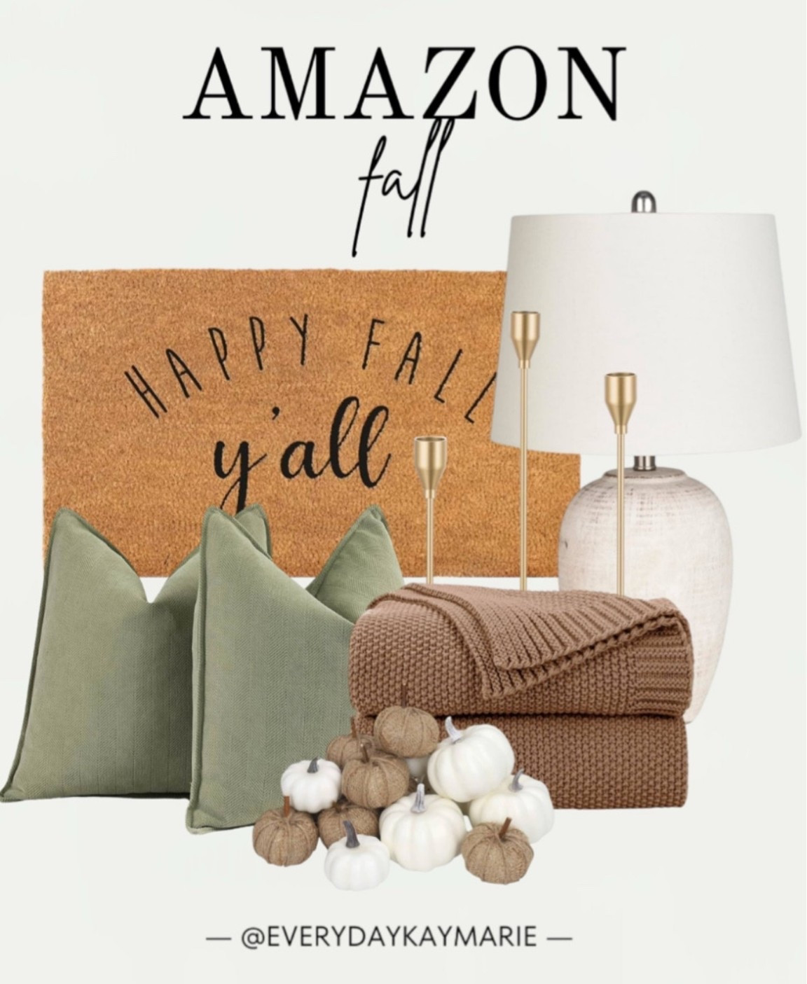 Amazon fall decor 🍂

Fall, home decor, throw pillow, doormat, table lamp, candle holder, blanket, pumpkins

#LTKHome #LTKSeasonal #LTKFindsUnder100
