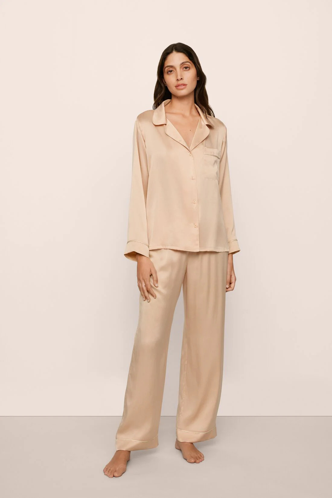 Inez Washable Silk Long PJ Set | Eberjey