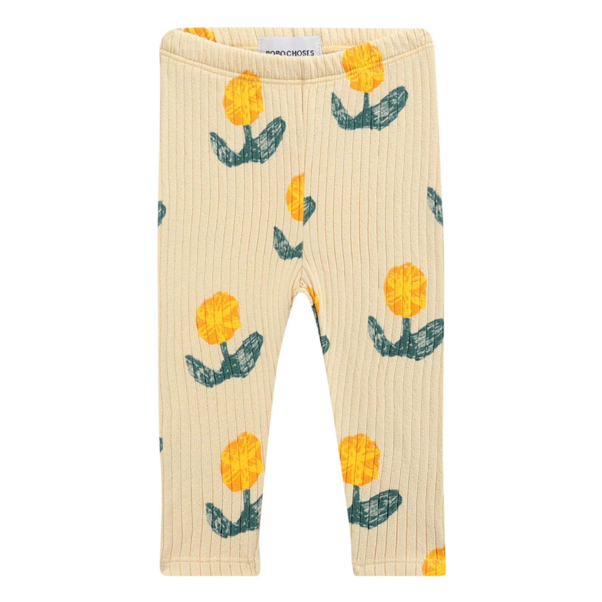 Organic Cotton Flower Leggings Pale yellow Bobo Choses Fashion Baby | Smallable DE