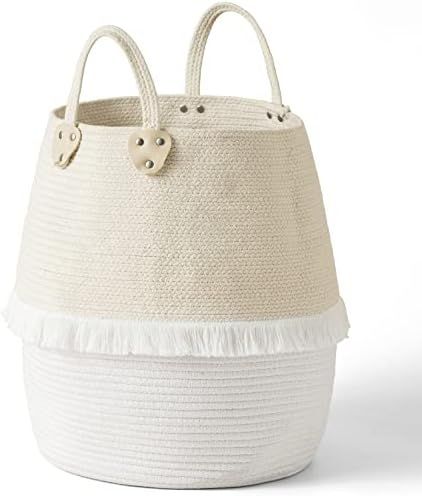 Rope Basket Woven Storage Basket - Laundry Basket Large 16 x 15 x 12 Inches Cotton Blanket Organi... | Amazon (US)