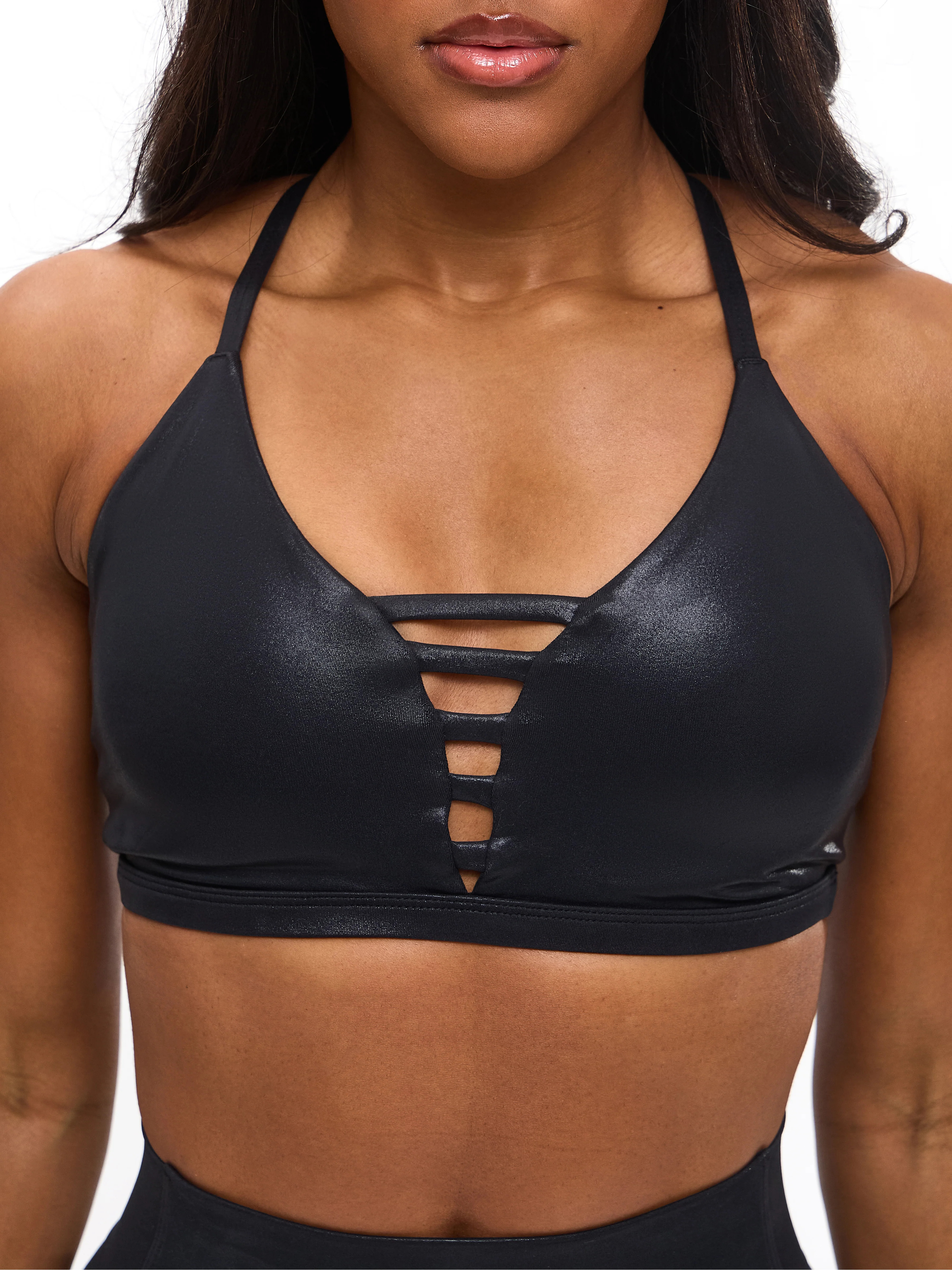 Spicy Sports Bra - Black Patent XXS | Buffbunny