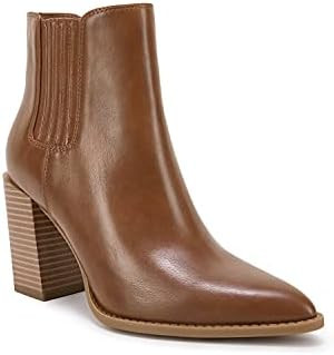 Womens Booties Pointed Toe Stacked Heel Fashion Chelsea Ankle Boots | Amazon (US)