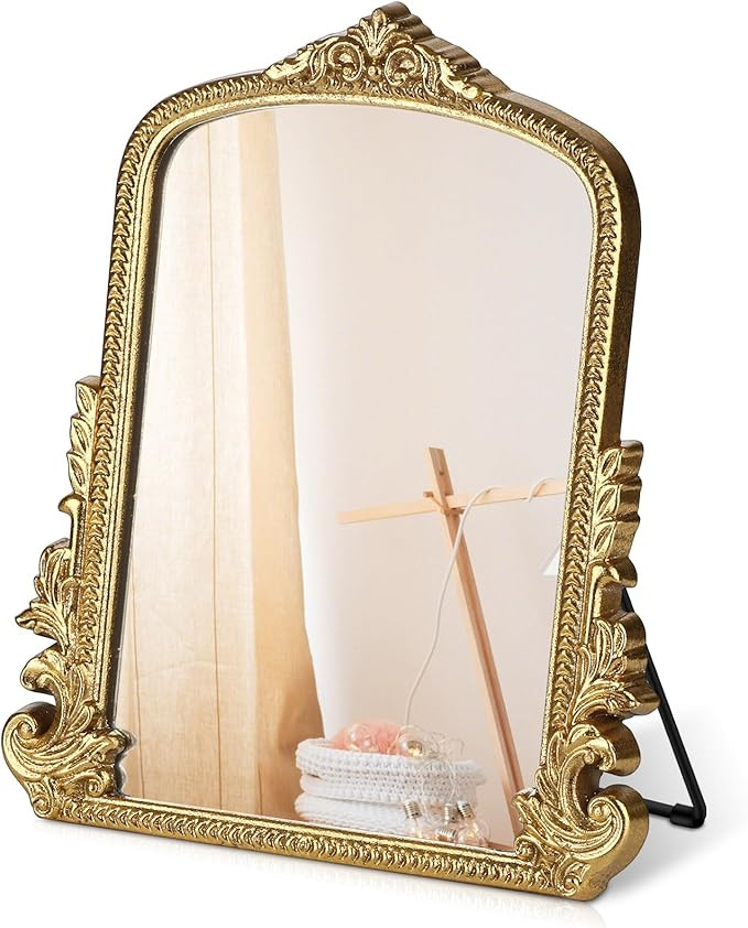 Vintage Makeup Mirror, Vanity Desk Mirror Antique Traditional Tabletop Mirror, Standing, Hang or ... | Amazon (US)