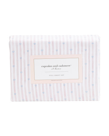 Love Striped Heart Sheet Set, Polyester | TJ Maxx