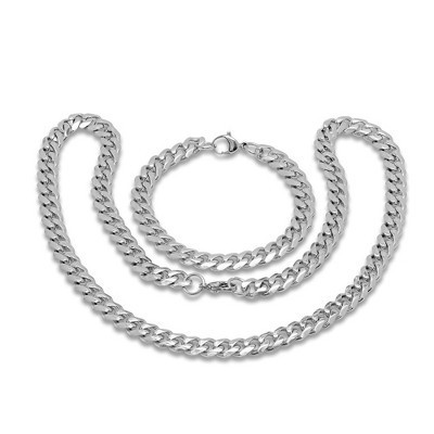 Steeltime 24" stainless steel chain link bracelet and necklace set | Target