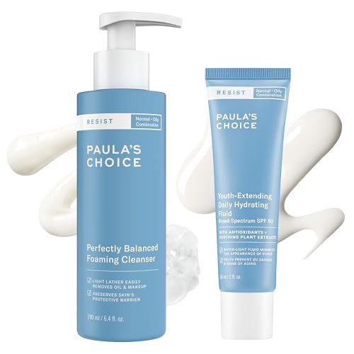Paula's Choice RESIST Daily Hydrating Fluid Face Moisturizer with SPF 50 Sunscreen & RESIST Perfectly Balanced Foaming Facial Cleanser, Face Cleanser with Hyaluronic Acid | Amazon (US)