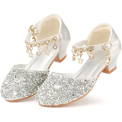 Furdeour Girls Dress Shoes Princess Crystal High Heels Closed Toe Party Wedding Flower Girls Shoe... | Amazon (US)