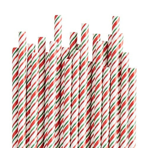 Red & Green Striped Paper Straws Set of 24 | Pier 1 Imports