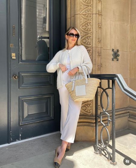 Knit cardigan, white tank, crop jeans, two tone ballet flats, woven beach bag, sunglasses

#LTKeurope #LTKstyletip #LTKSeasonal