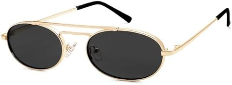 Oval Trendy Retro sunglasses Double bridge for women men 90S Narrow Vintage Small Sunnies AR81048 | Amazon (US)