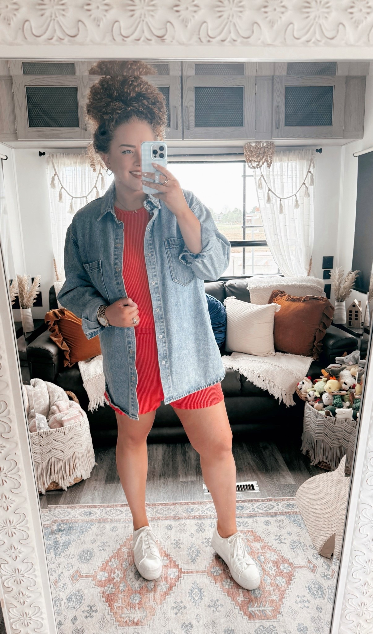 This set is one of those easy throw on outfits that still looks put together 🤭 The color is so fun for spring/summer and I love layering it with an oversized denim moment for cooler mornings or nights. ☀️Finished it off with my go to platform sneakers that I wear with everything lately🤍 orange two piece set | matching lounge set | summer outfit inspo | casual cute outfit | comfy chic style | oversized denim shacket | layered outfit idea | transitional outfit | spring to summer look | platform white sneakers | everyday sneaker outfit | neutral sneaker styling | amazon fashion finds | affordable outfit ideas | easy everyday outfit | relaxed fit style | travel outfit idea | casual street style | weekend outfit look | trendy comfy outfit

#LTKdayinmylife #LTKootd #LTKMidsize