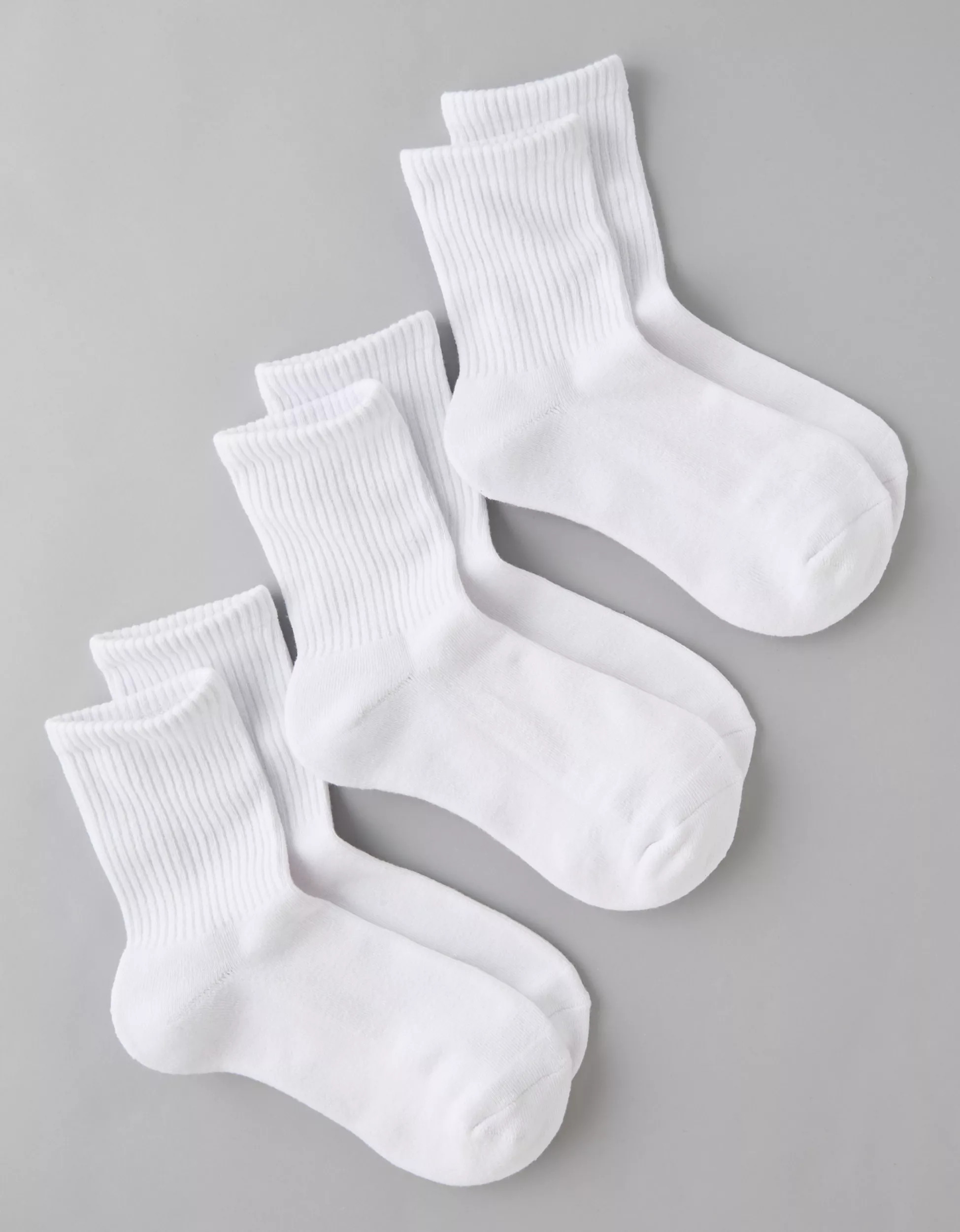 AE Solid Cropped Crew Socks 3-Pack | American Eagle Outfitters (US & CA)