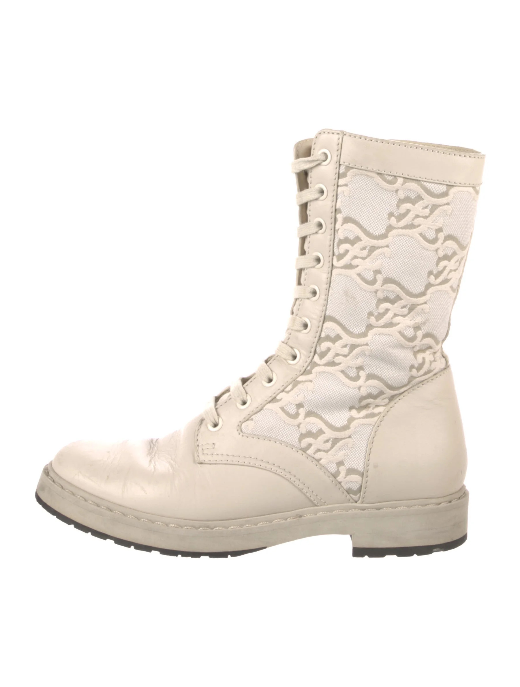 Leather Printed Combat Boots | The RealReal