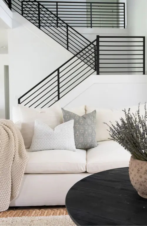 Linen & James Silas Muted Blue Floral Handblock Pillow Cover in Dusty Blue at Nordstrom, Size 22X22 | Nordstrom