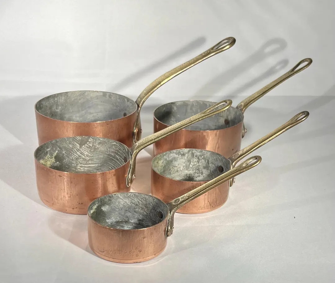 Vintage Set of Five Small Copper Pans - Etsy | Etsy (US)
