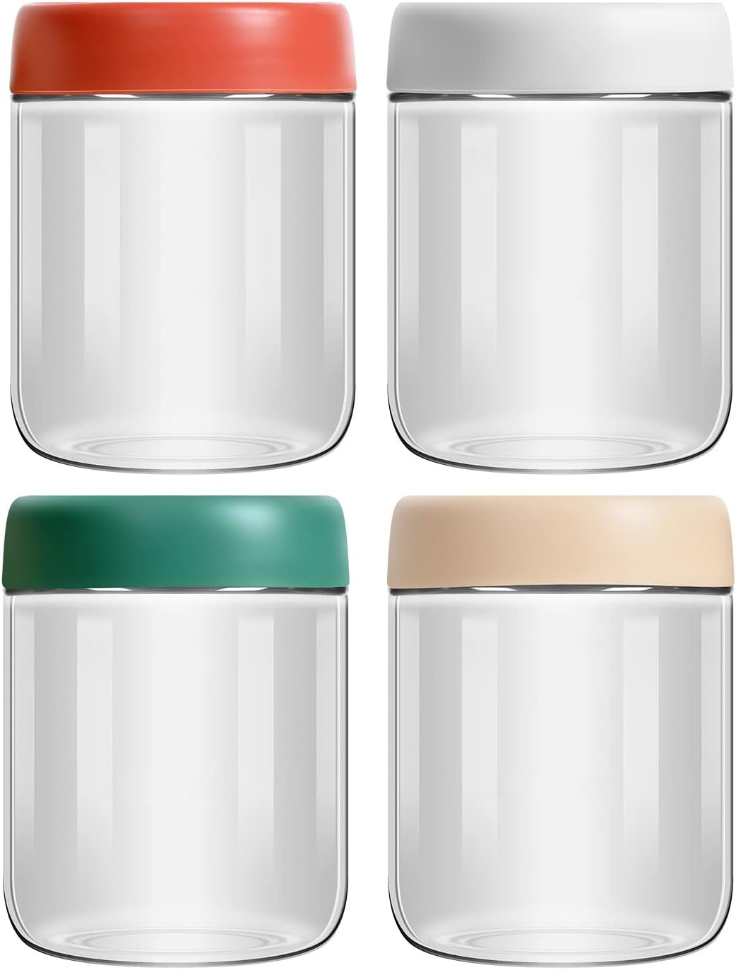 4-Pack Overnight Oats Containers with Lids 16oz Glass Mason Jars Meal Prep Salad Food Cereal Snacks Pudding Yogurt Storage | Amazon (US)