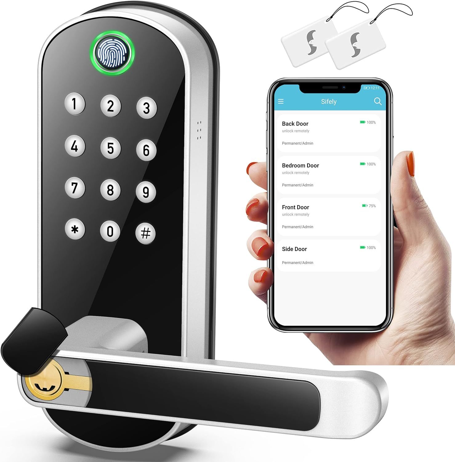 Sifely Keyless Entry Door Lock, Keypad Door Lock, Keyless Door Lock, Fingerprint Door Lock, Biome... | Amazon (US)
