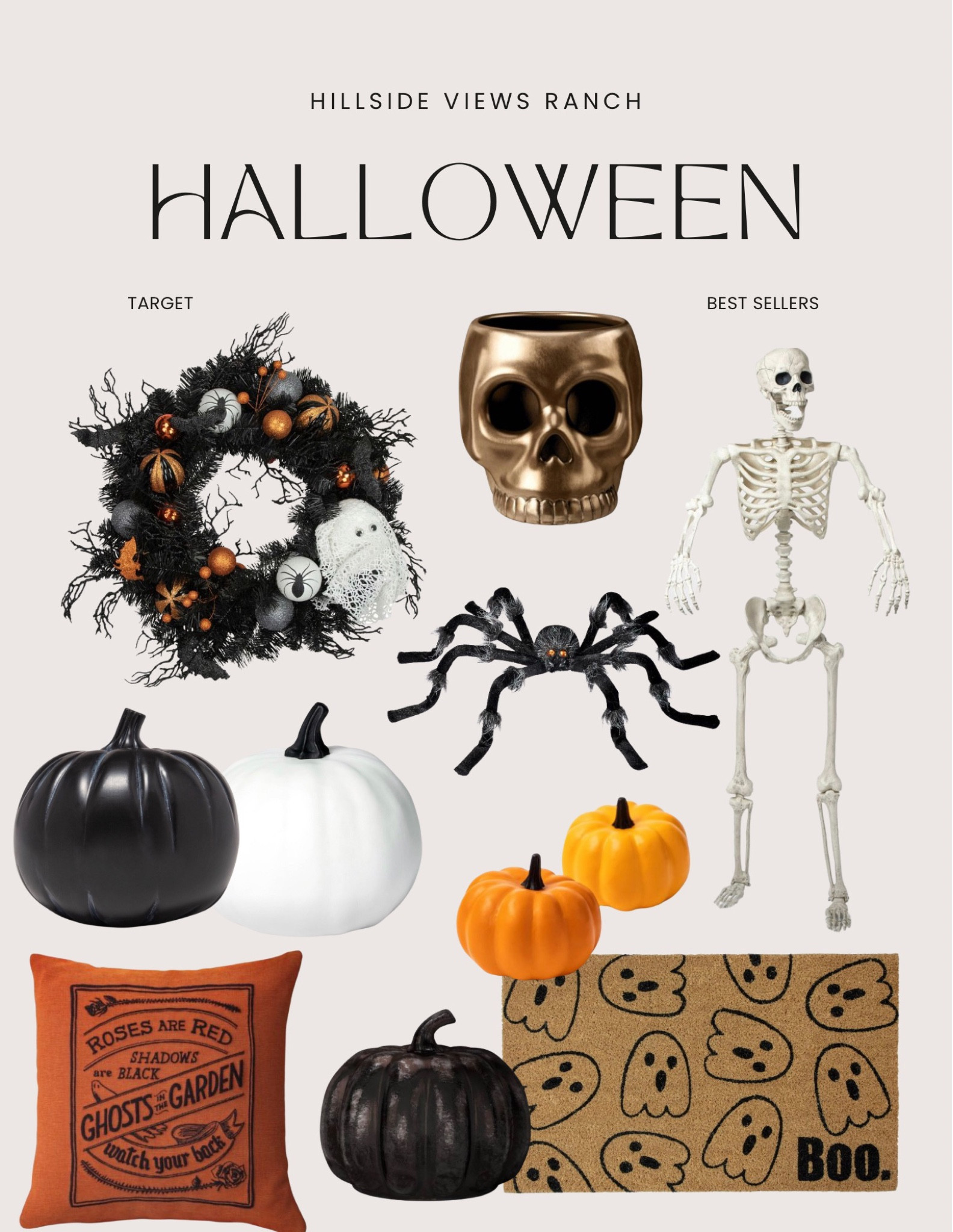 Target find, target Halloween, Halloween, Halloween decor, gold skull, black pumpkin, white pumpkin, posable skeleton, boo welcome mat, Halloween welcome mat, Halloween throw pillow, Halloween wreath, glass pumpkin, plush spider

#LTKSeasonal #LTKhome