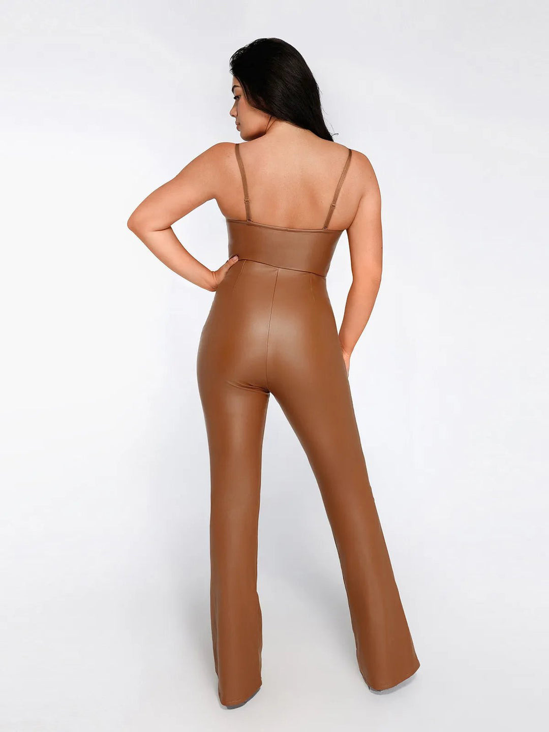 Shapewear Faux Leather Corset Bodice Slimming Jumpsuit | Popilush