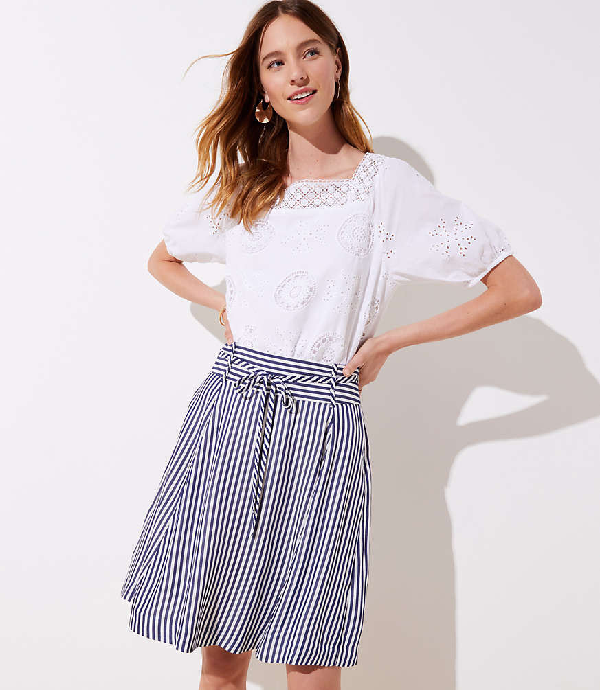 Striped Tie Waist Skirt | LOFT