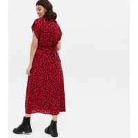 Maternity Red Leopard Print Ruffle Midi Wrap Dress New Look | New Look (UK)