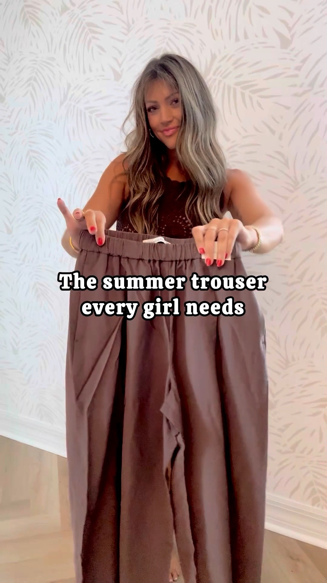**the tank I layered under the brown top has a built-in bra! Amazon!! True to size. I’m 5’4, size 0 or 2 pants in Abercrombie wearing an XS regular for reference 🫶🏻 
Wear dressy for work, business casual workwear, or to the beach as a coverup! Can’t beat a staple this versatile 🤌🏻 

Work outfit
Business casual
Business professional
Summer outfit ideas
What to wear
Abercrombie 
Aerie 
Vacation outfit ideas
Summer trouser 
Summer pants