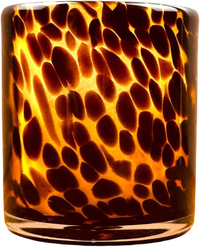 Hapton House Tortoise Shell Glass Candle Holder - Votive and Tealight Candle Holder - Leopard Pri... | Amazon (US)