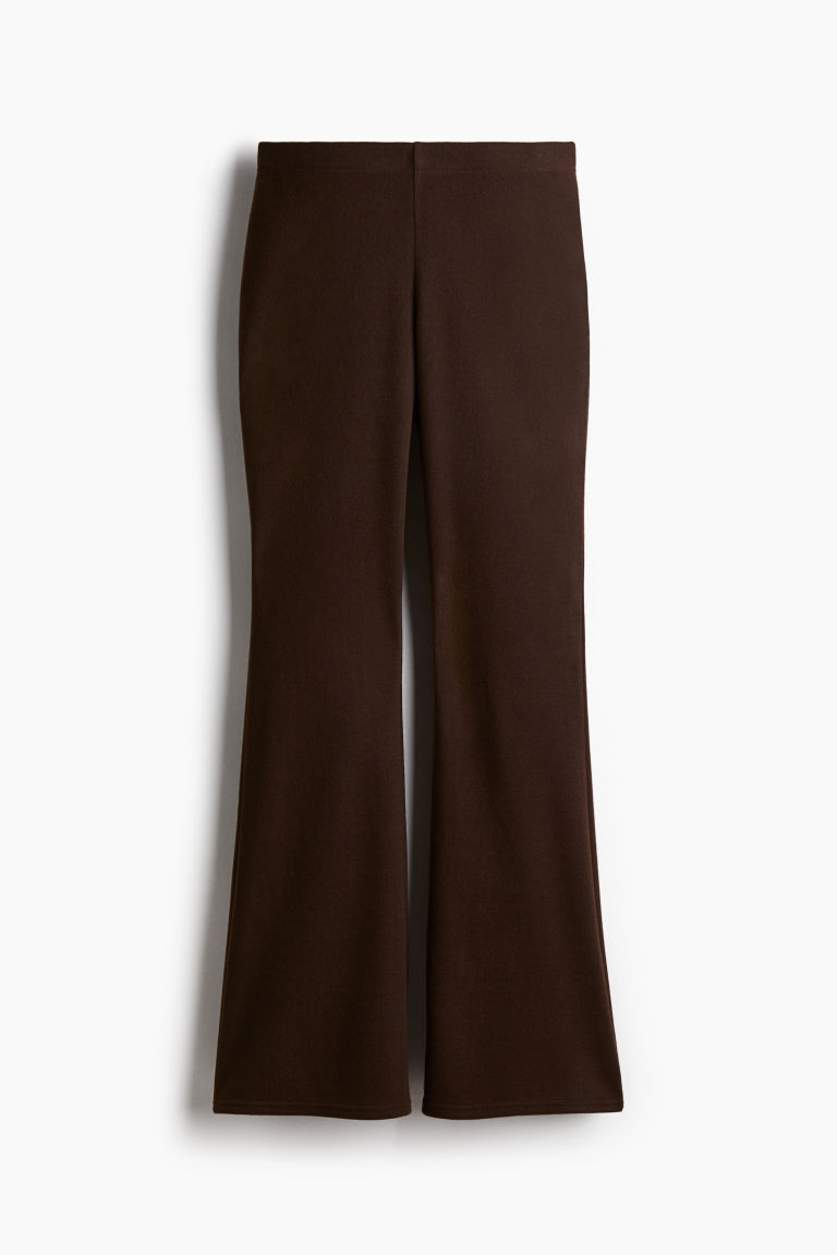 H & M - Flared Fine-Knit Leggings - Brown | H&M (US + CA)