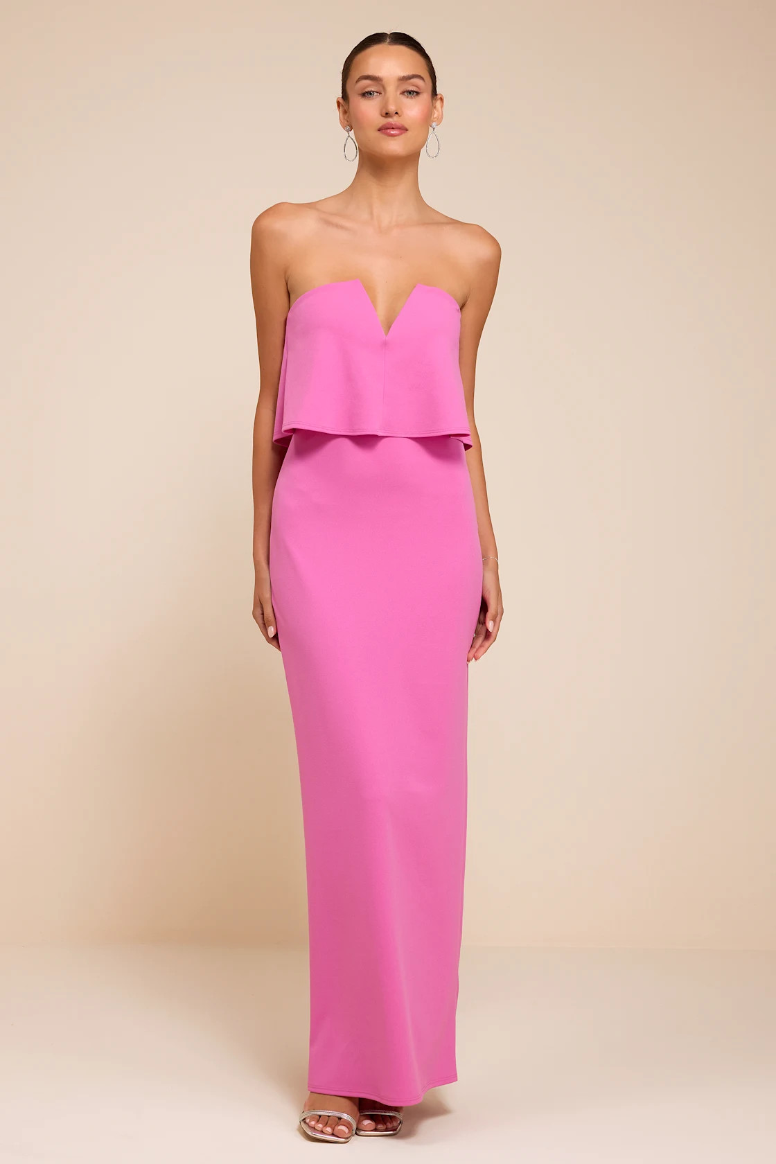 Lyanna Pink Strapless Column Maxi Dress | Lulus