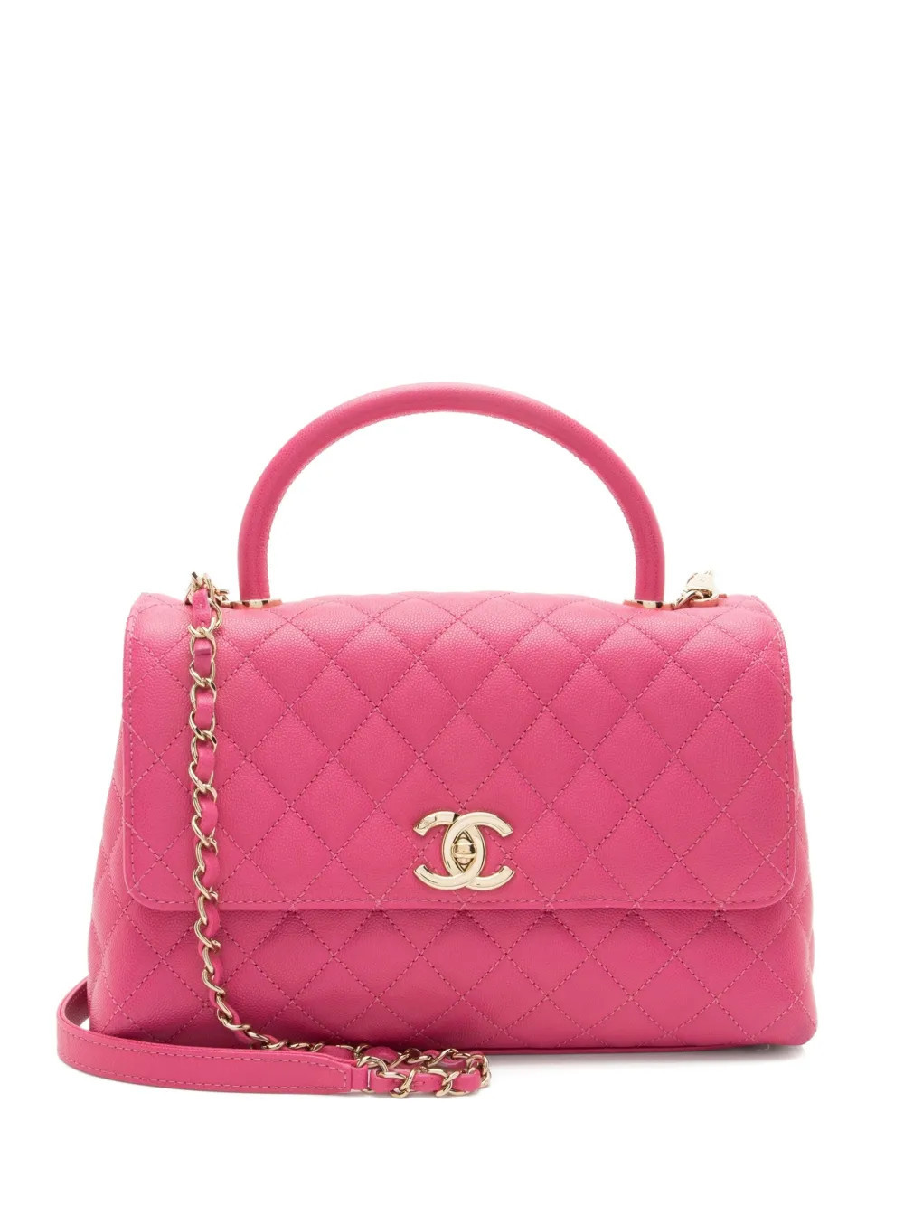 CHANEL Pre-Owned Coco leather top-handle tote bag - Pink | Farfetch Global
