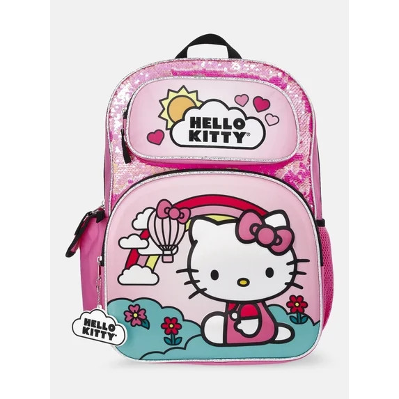 Sanrio Hello Kitty "Hello to Happy" Girls' 17" Sequin Rainbow Backpack, Pink | Walmart (US)