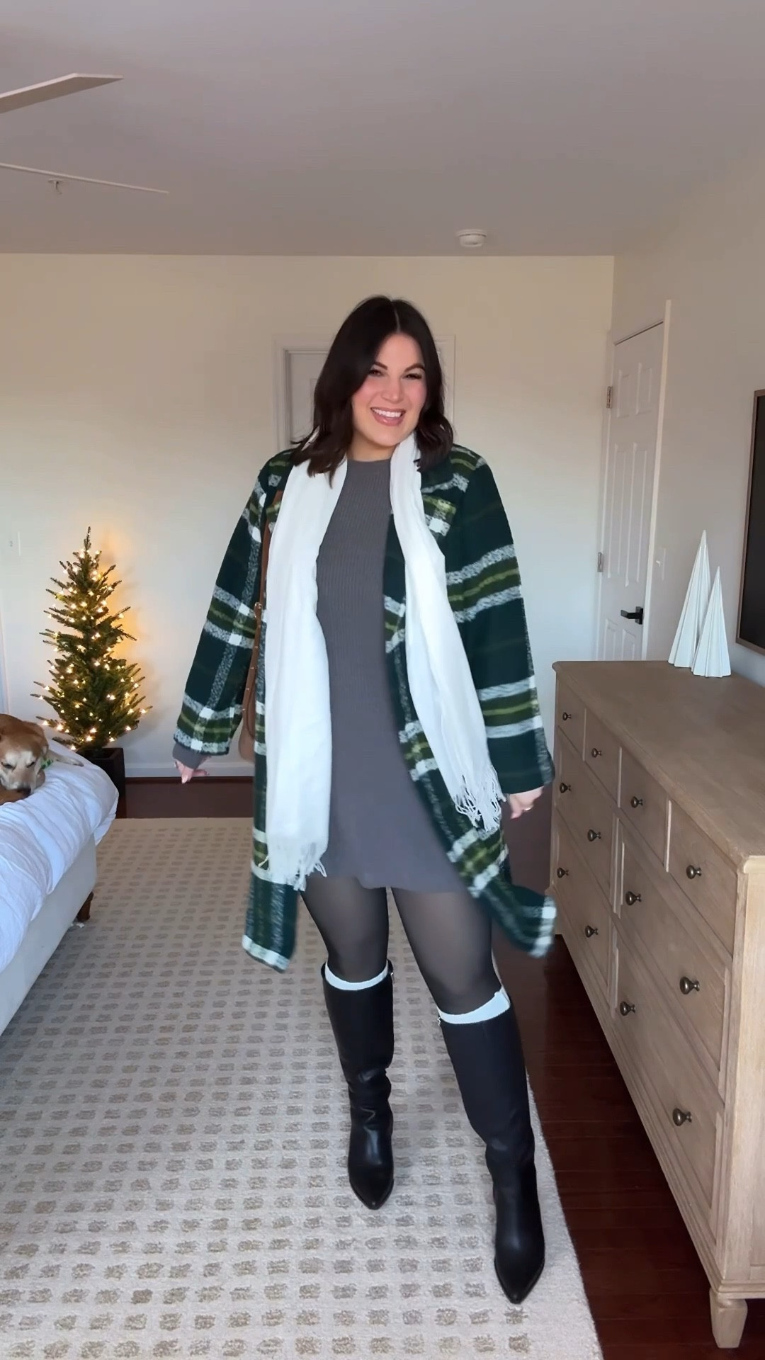 Midsize holiday outfit for a Christmas market! Today I spent the day at the Baltimore Christmas market + here is what I wore! It was chilly out today 🥶 so I had to add on all the layers!

Bralette - xl
Panties - xl
Fleece lined tights - large/xl 
Sweater dress - large 
Jacket - xl
Boots - 10 wide calf 


#LTKCyberWeek 

#LTKHoliday #LTKMidsize