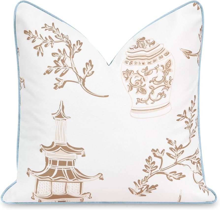 Hofdeco Premium Coastal Patio Indoor Outdoor Throw Pillow Cover Only, 20"x20" Water Repellent for... | Amazon (US)