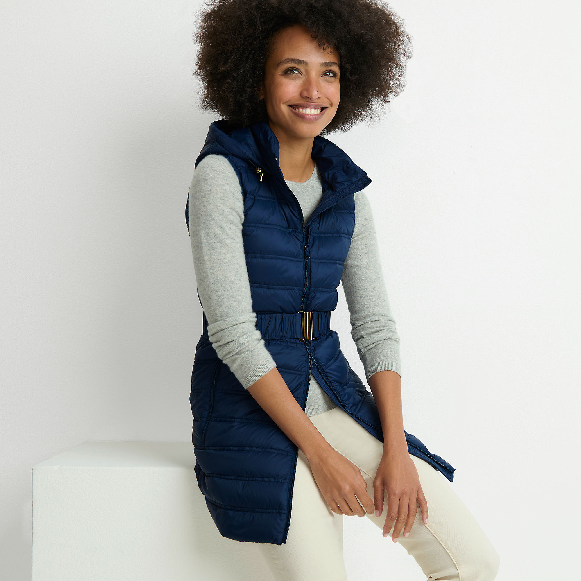 Women's Wanderweight Belted Packable Down Vest | Lands' End (US)