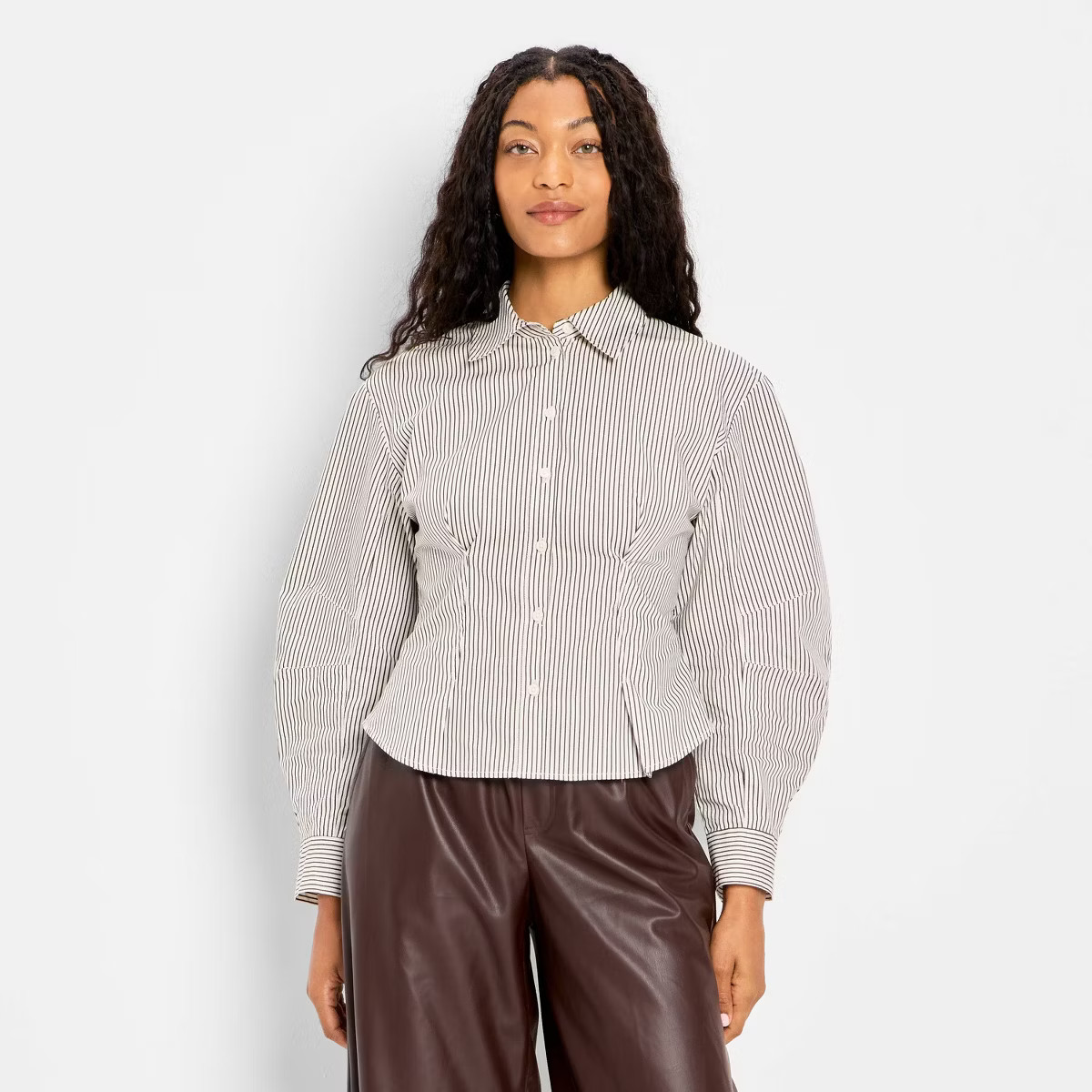 Women's Barrel Long Sleeve Collared Button-Down Shirt - Future Collective | Target