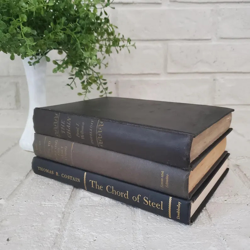 Vintage Black Hardback Book Stack, Shelf Styling Decor Bundle (3 Books) | Etsy (Global)