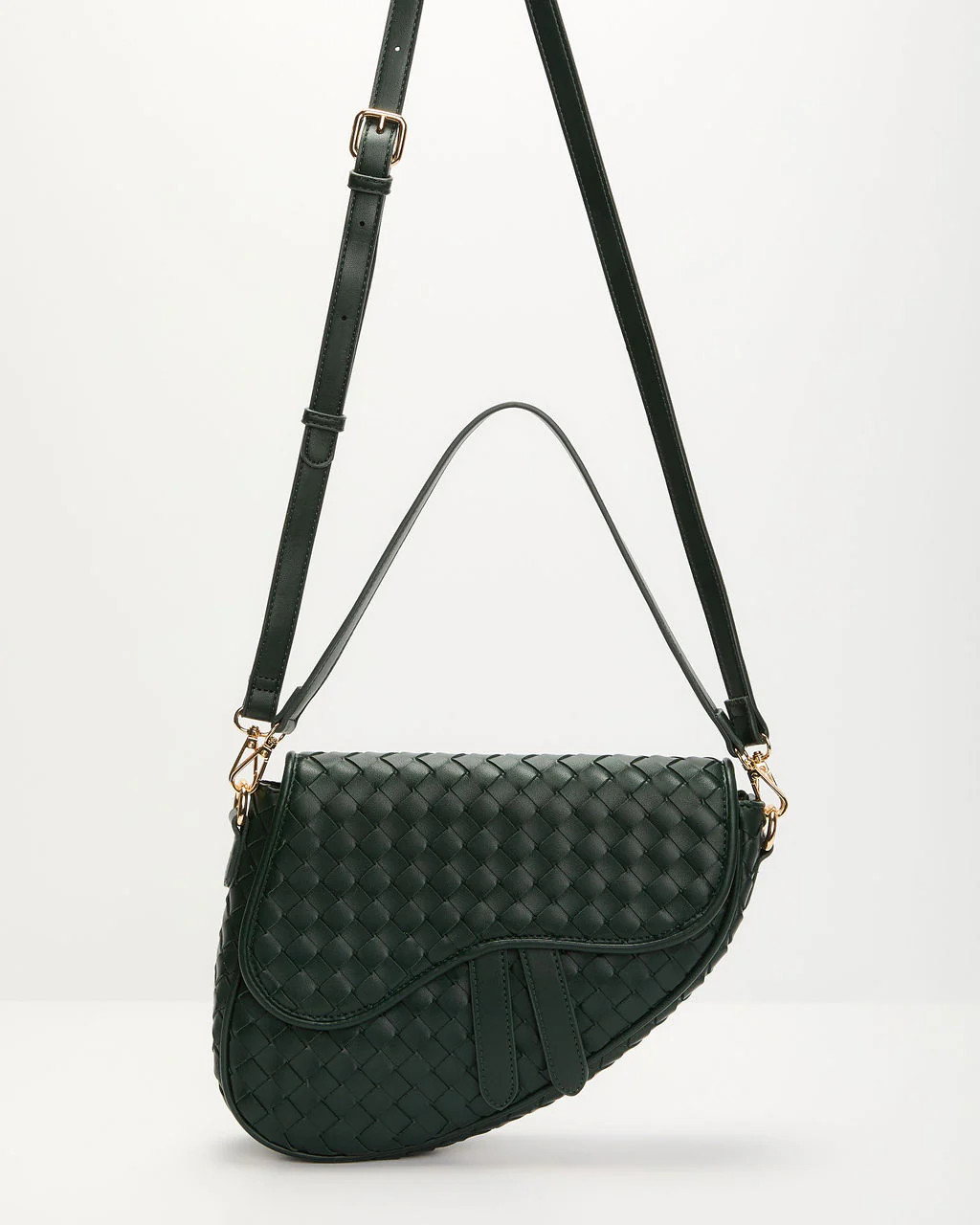Kalila Faux Leather Woven Saddle Bag | VICI