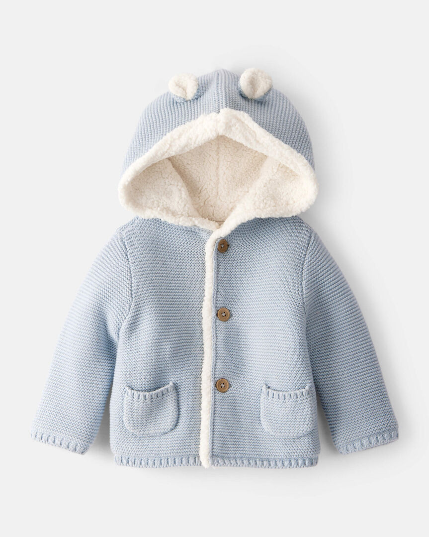 Baby Boy Sherpa Lined Cotton Long-Sleeve Jacket - Blue | Carter's Inc