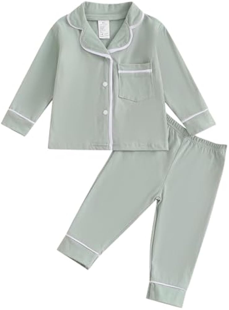 Balaflyie Baby Button Down Pajamas Set Shirt and Pants Toddler Cotton Pjs Long Sleeve Sleepwear | Amazon (US)