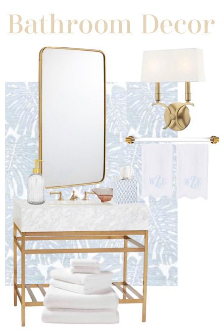 Blue and white classic bathroom powder room decor sink vanity wallpaper mirror lucite towel sconces 


#LTKfindsunder100 #LTKhome #LTKstyletip
