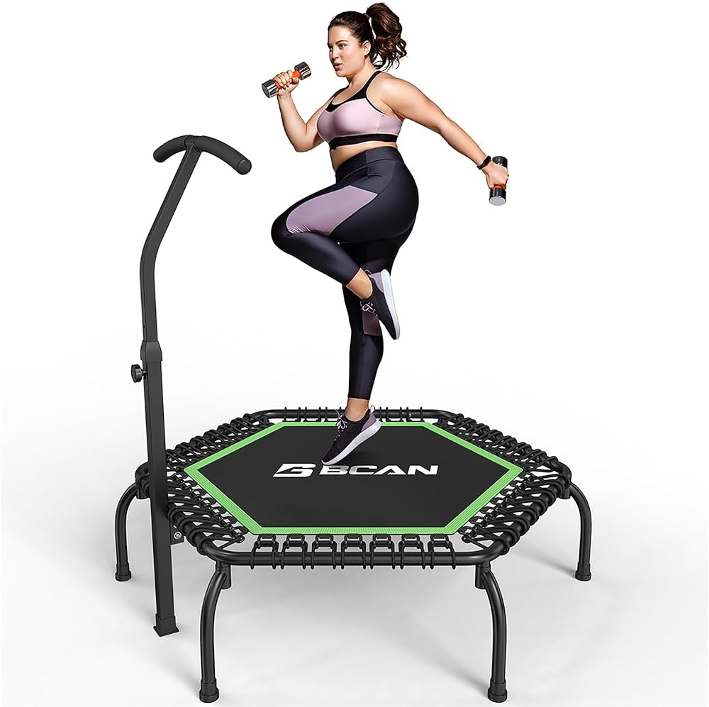 BCAN 48" Mini Trampoline, 550 LBS Fitness Trampoline with T-Adjustable Handle Bar, Bungees, Stabl... | Amazon (US)