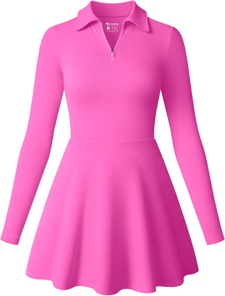 OQQ Womens Dress Casual Long Sleeve Elastic Simple A-Line Zipper Mini Dress | Amazon (US)